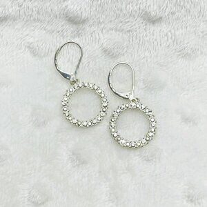 Vintage Silver & CZ Halo Dangle Earrings by Samuel Hill Jewelers Designs-1990s